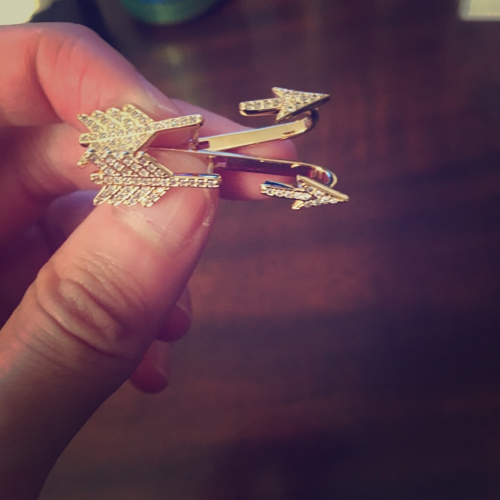 Gold through the ear arrow earrings